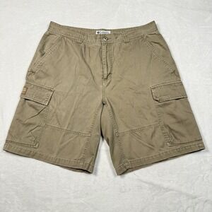 Columbia Cargo Shorts Mens 34 Khaki Cotton Multi Pocket Outdoor Hiking Casual